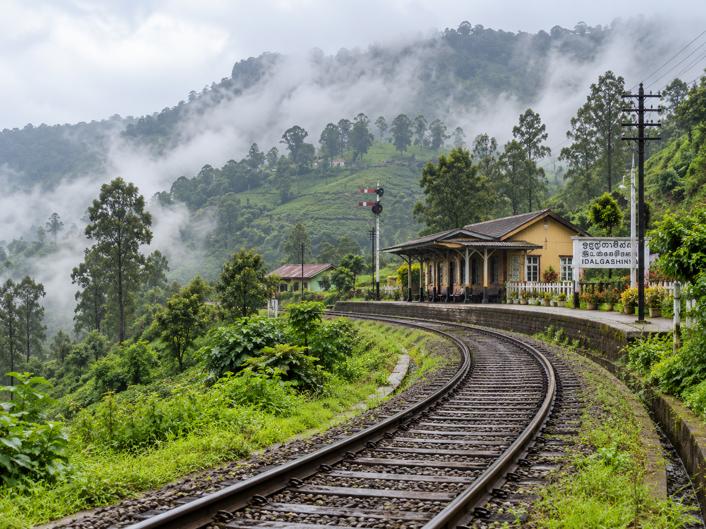 Train crossing the mountain landscape near Idalgashinna